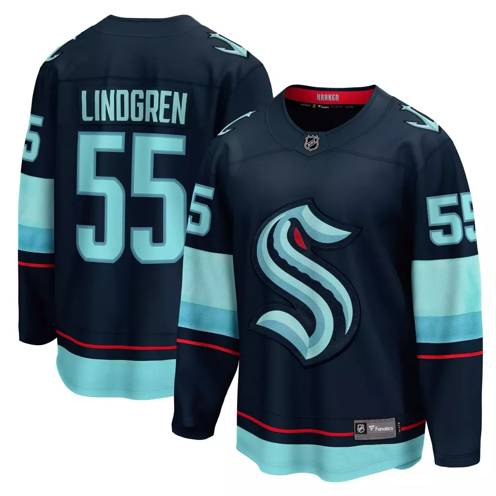 Ryan Lindgren 55 Seattle Kraken Jersey Navy Men NHL Teal Red Light Blue Home Breakaway