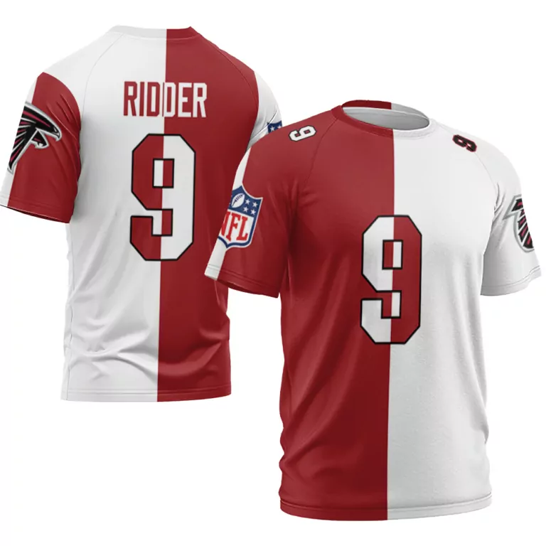 Desmond Ridder 9 Falcons Jersey Red Men Split Design White Custom