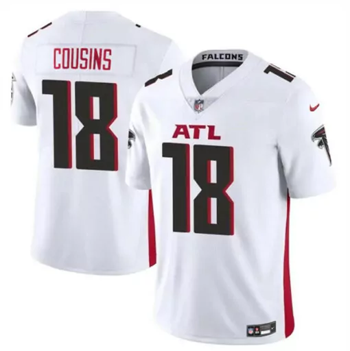 Kirk Cousins 18 Falcons Jersey White Men Alternate Black Red Vapor Stitched