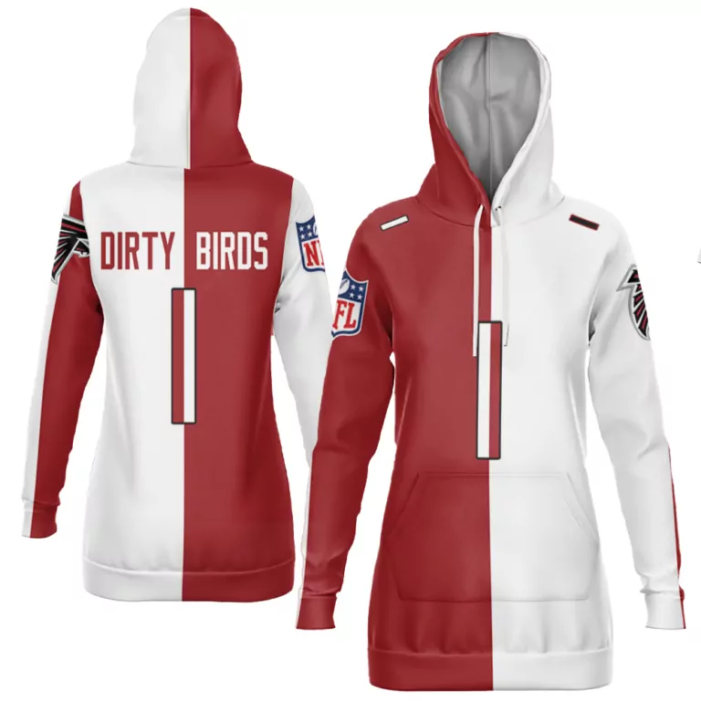 Dirty Birds 1 Atlanta Falcons Jersey Red Women Hoodie Split White Custom