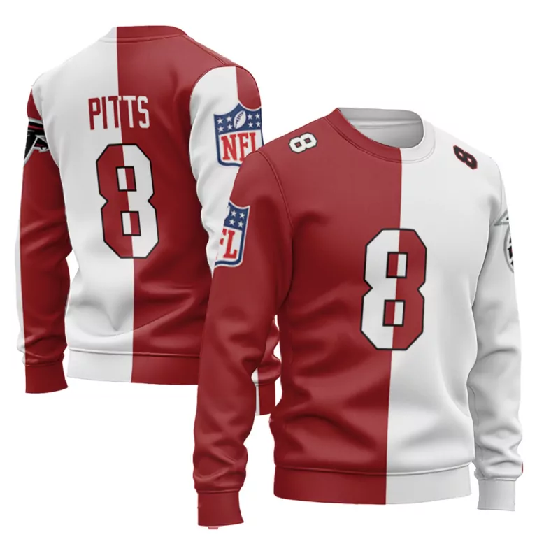 Kyle Pitts 8 Atlanta Falcons Jersey Red Men Split Design White Custom