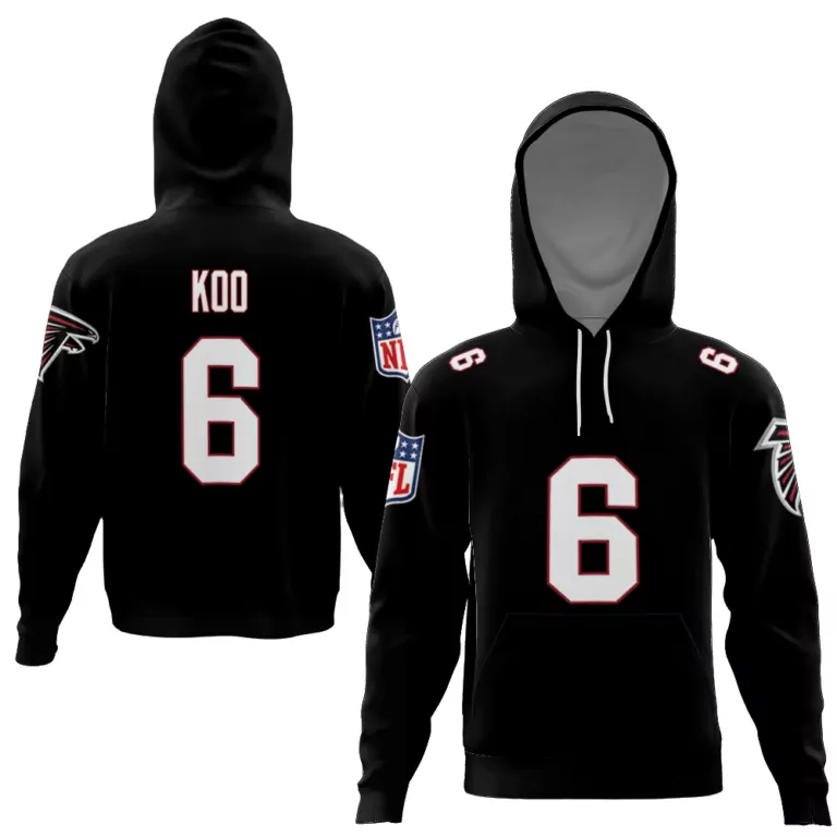 Younghoe Koo 6 Atlanta Falcons Jersey Black Men Hoodie White Red Vapor Limited