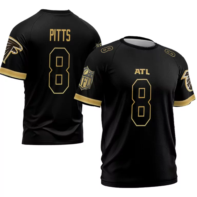 Kyle Pitts 8 Atlanta Falcons Jersey Black Men Gold
