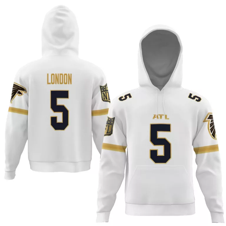 Drake London 5 Falcons Jersey White Men Hoodie Alternate Gold Black Navy
