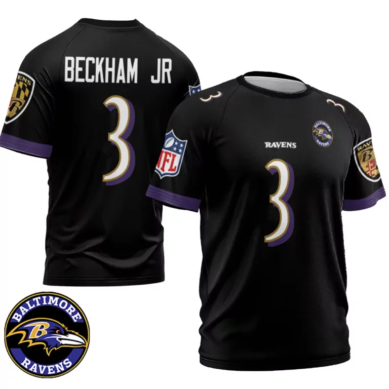 Beckham Jr 3 Baltimore Ravens Jersey Black 2023 Men Purple Retired Game