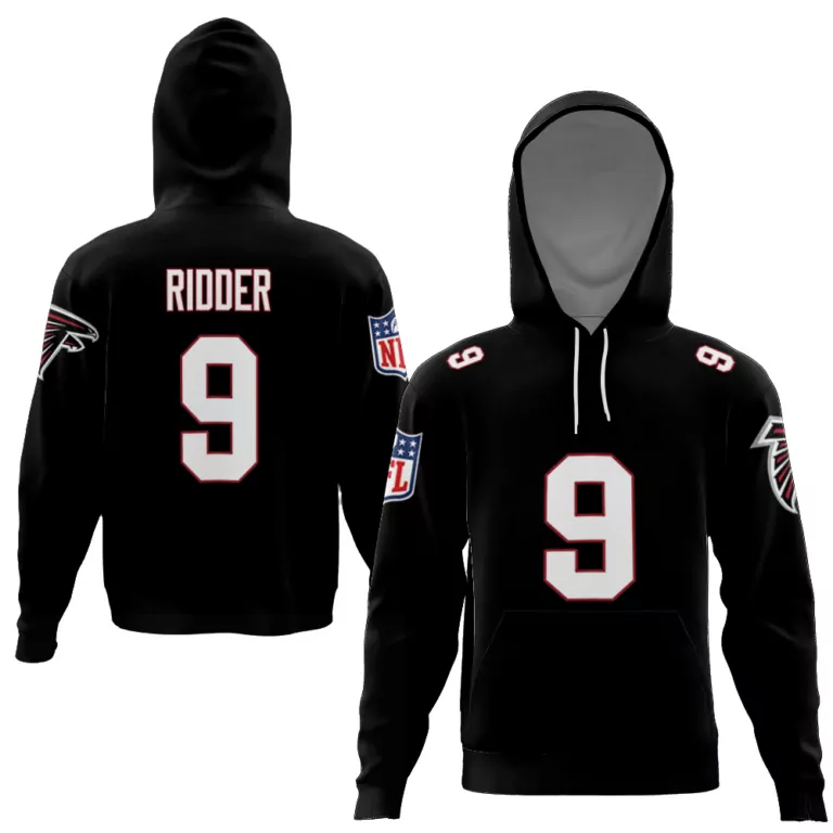 Desmond Ridder 9 Falcons Jersey Black Men Hoodie White Red Vapor Limited