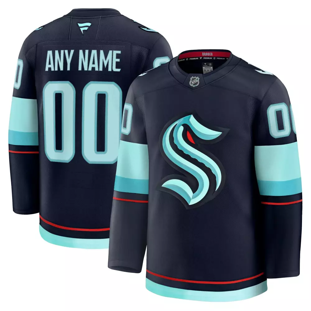 Seattle Kraken Jersey Navy Men Light Blue Red Home Custom