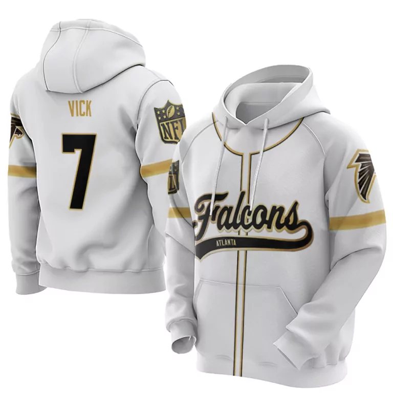 Michael Vick 7 Atlanta Falcons Jersey White Men Hoodie Gold Black Custom