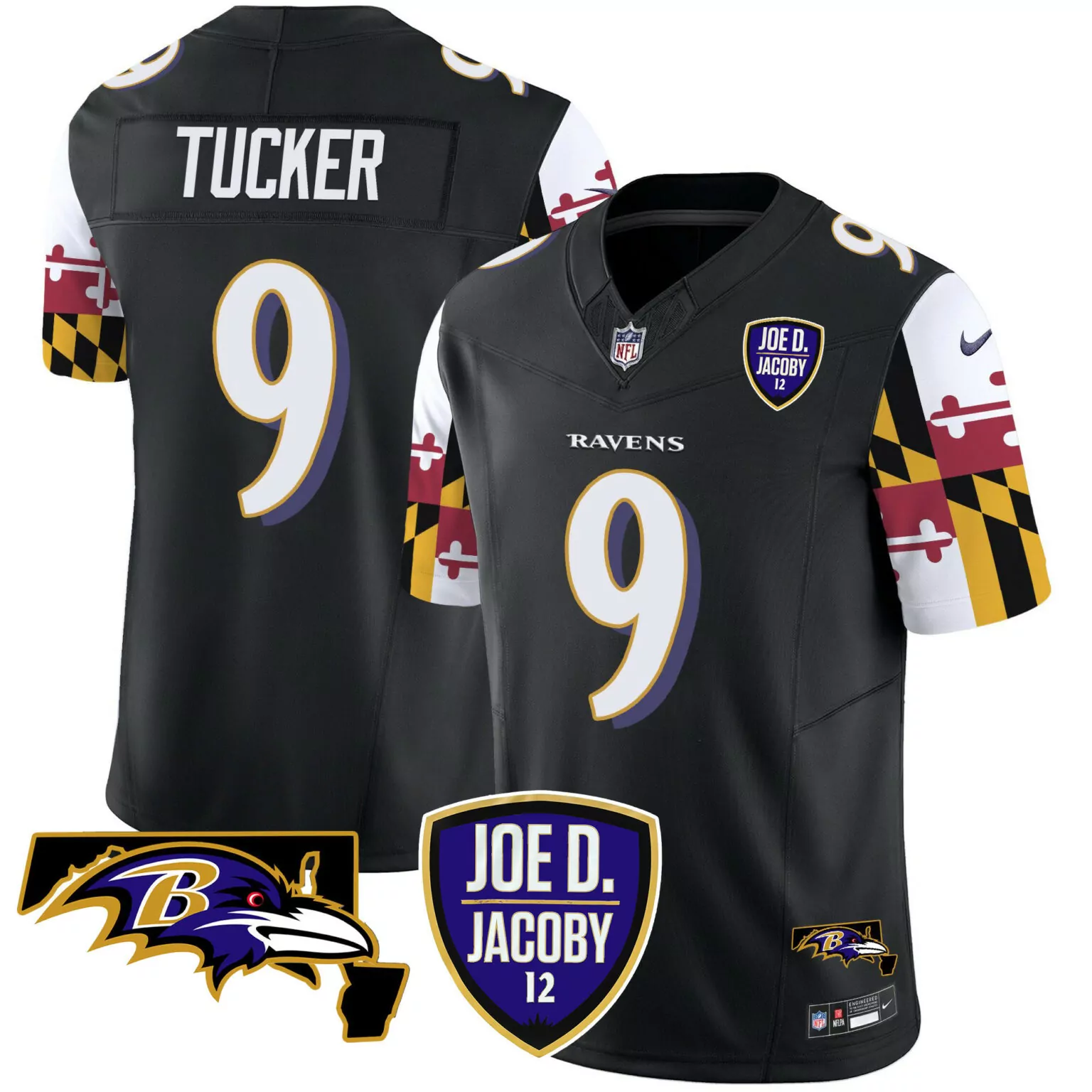 Justin Tucker 9 Ravens Jersey Black Men Standard Purple White Yellow Maroon v2 All