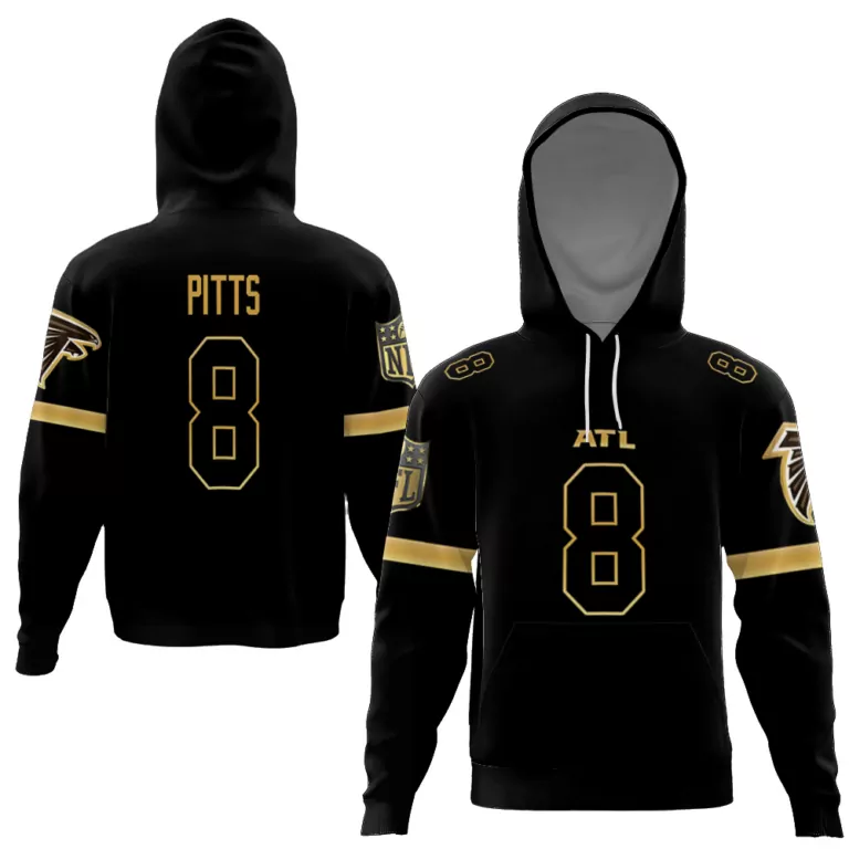 Kyle Pitts 8 Atlanta Falcons Jersey Black Men Hoodie Gold