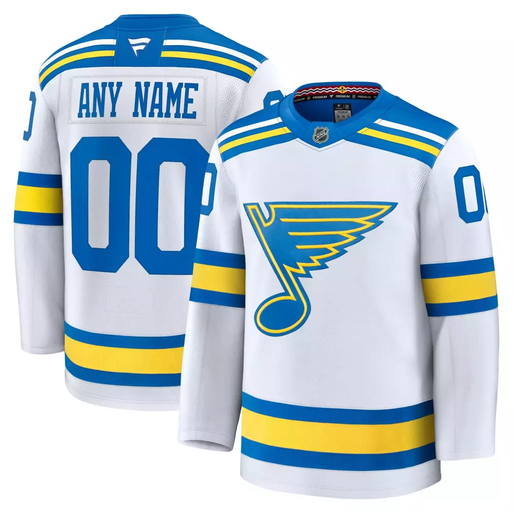 St. Louis Blues Jersey White Blue Yellow Alternate Custom