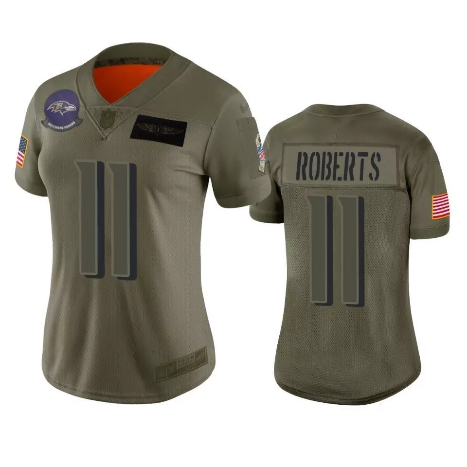 Seth Roberts 11 Baltimore Ravens Jersey Olive Green Salute To Service Us Flag Men