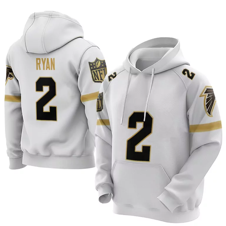 Matt Ryan 2 Falcons Jersey White Men Hoodie Black Gold