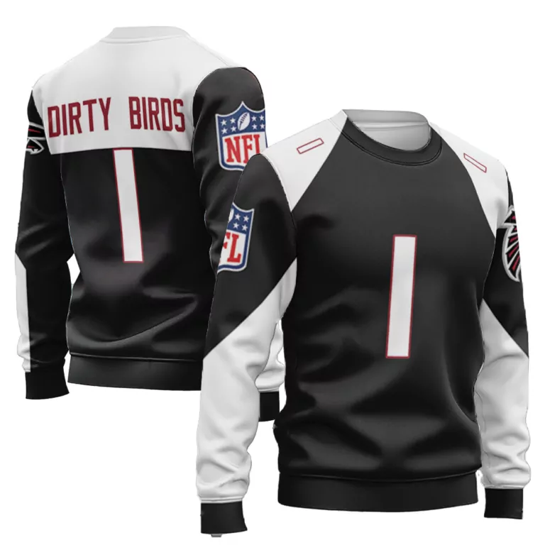 Dirty Birds 1 Atlanta Falcons Jersey Black Men Sweatshirt White Red Vapor Limited