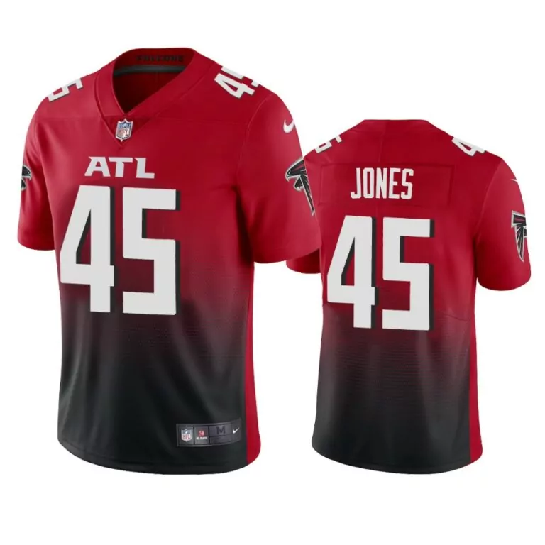 Deion Jones 45 Atlanta Falcons Jersey Red Men Gradient Alternate Black Vapor
