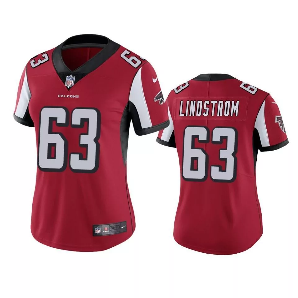 Chris Lindstrom 63 Falcons Jersey Red Women Black White Vapor Limited