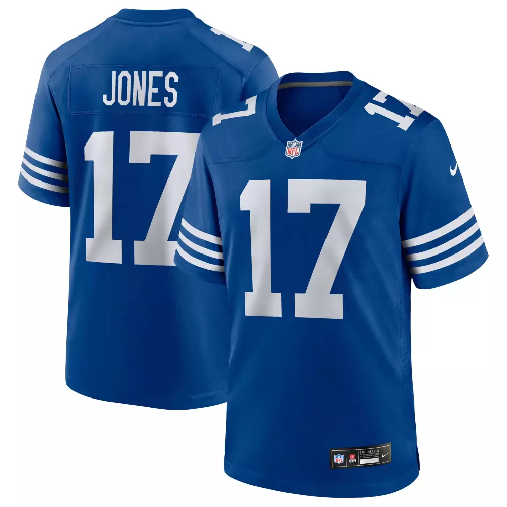 Jones 17 New York Giants Jersey Blue Men White Alternate Game
