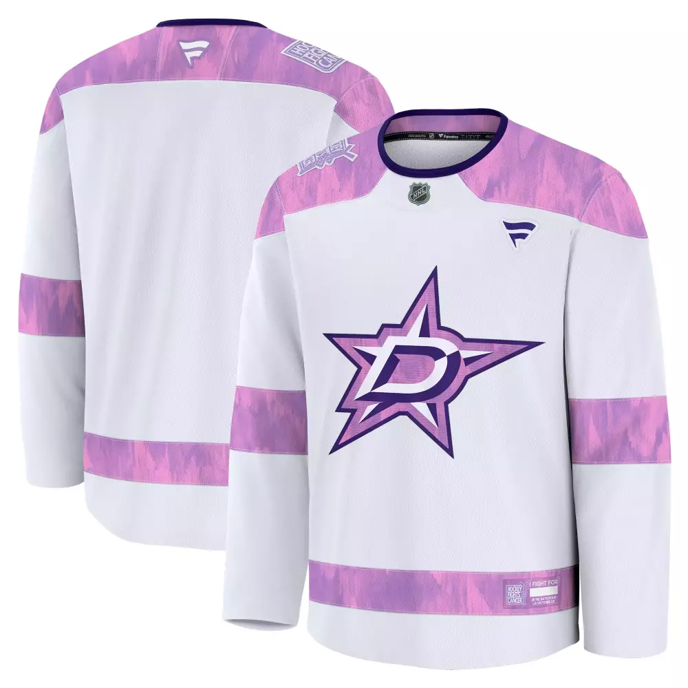 Custom Dallas Stars Jersey White Fight Men Alternate Purple Pink