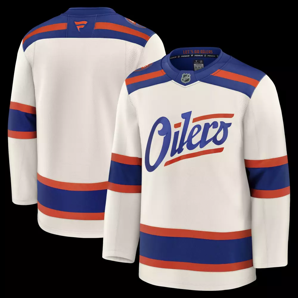 Custom Oilers Jersey White Men Royal Blue Orange Alternate