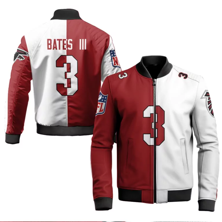 Jessie Bates Iii 3 Jersey Red Atlanta Falcons Men Bomber Jacket Split Design White