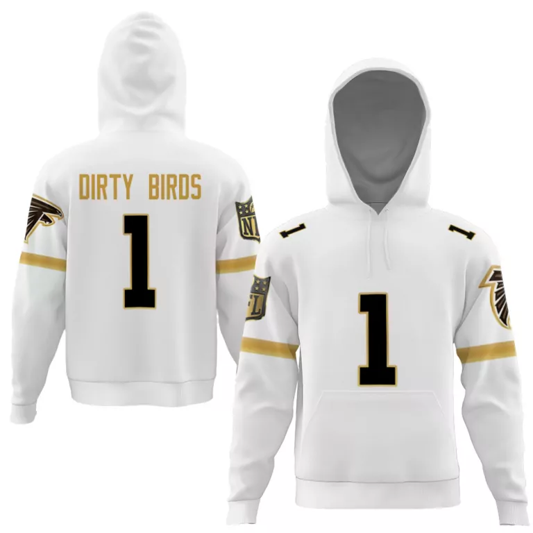 Dirty Birds 1 Atlanta Falcons Jersey White Hoodie Black Gold