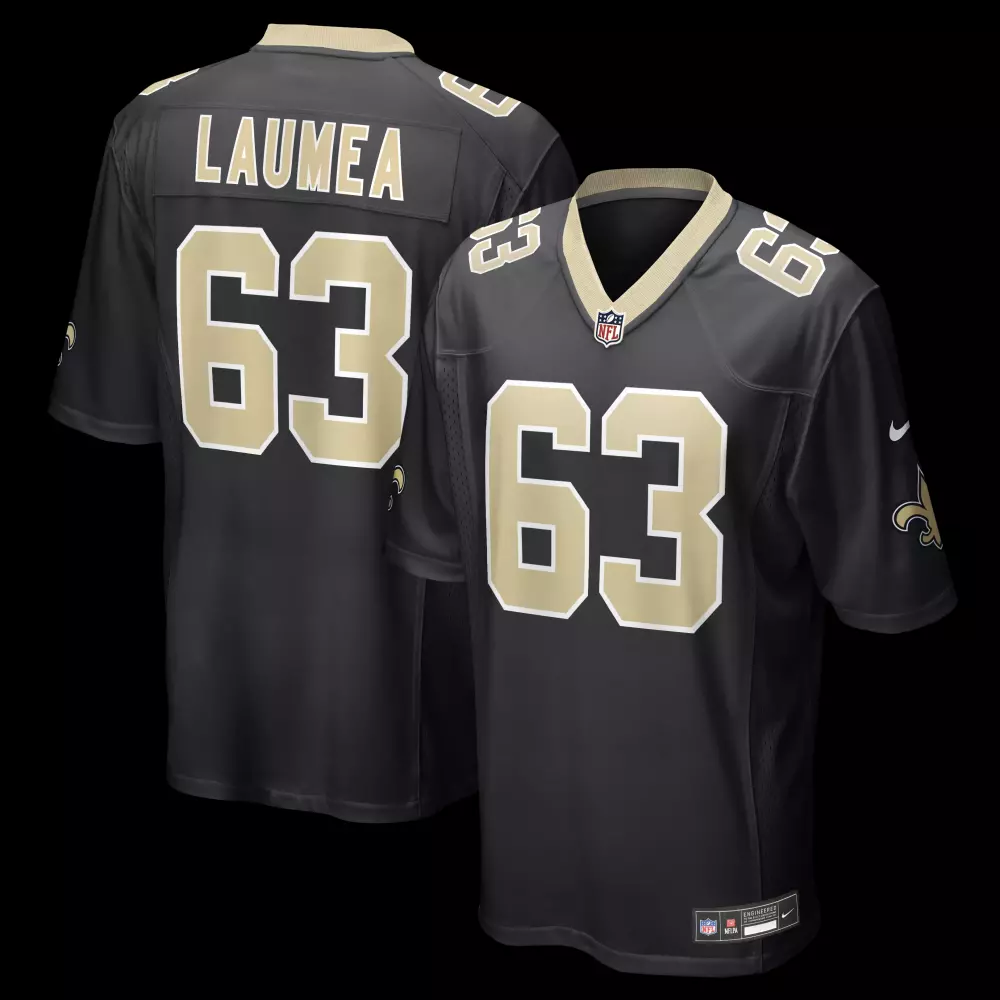 Sataoa Laumea 63 Jersey Black New Orleans Saints Men Replica Gold Game