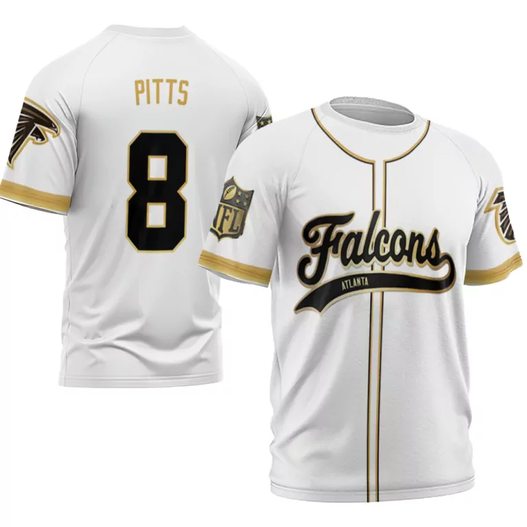 Kyle Pitts 8 Atlanta Falcons Jersey White Men Black Gold Custom