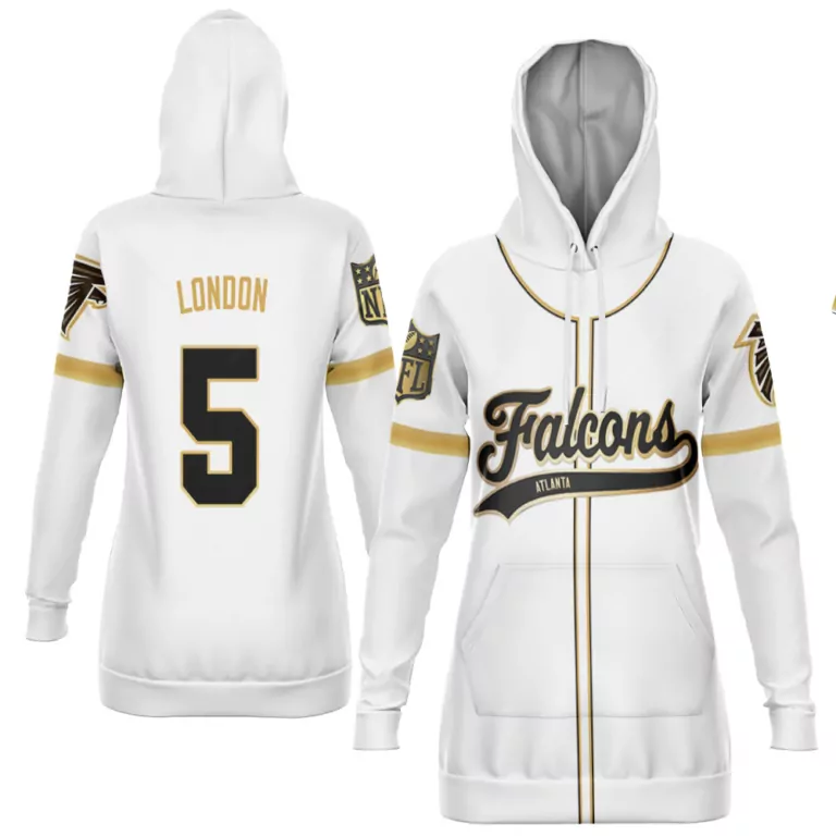 Drake London 5 Atlanta Falcons Jersey White Women Hoodie Black Gold Custom