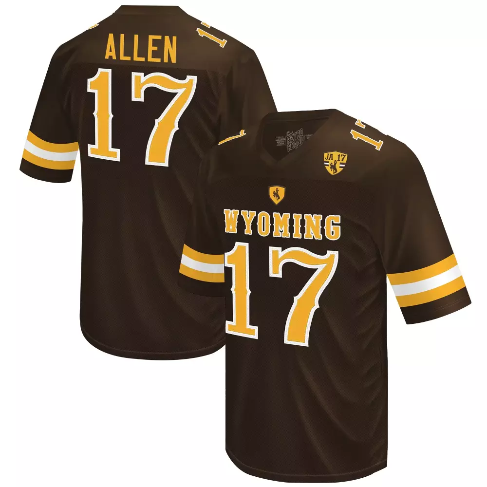 Josh Allen 17 Wyoming Jersey Brown Men Gold White Throwback