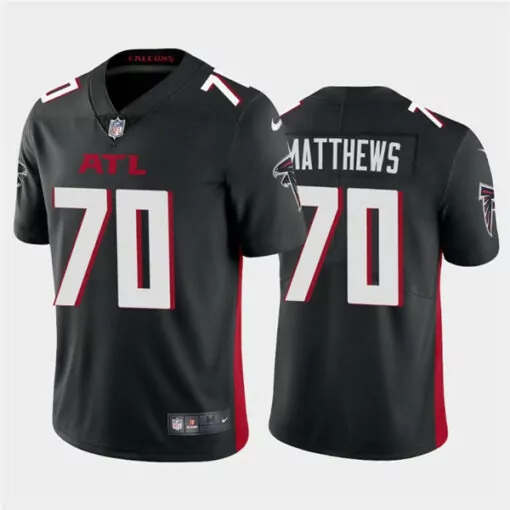 Jake Matthews 70 Falcons Jersey Black Men Red White Vapor Stitched