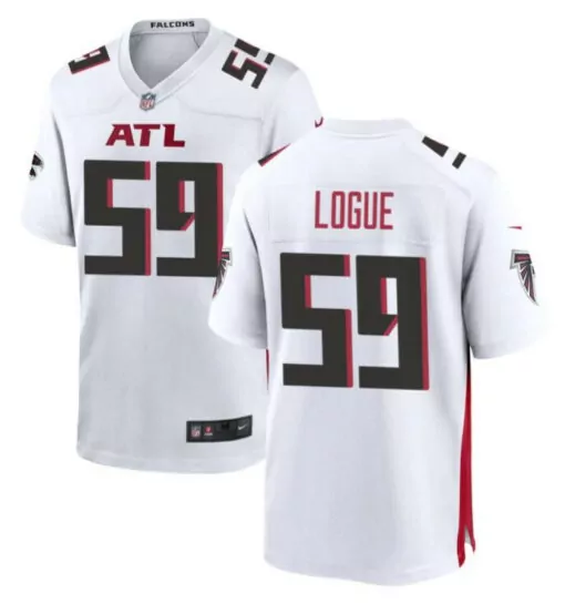 Zion Logue 59 Atlanta Falcons Jersey White Men Replica Black Red Limited Stitched