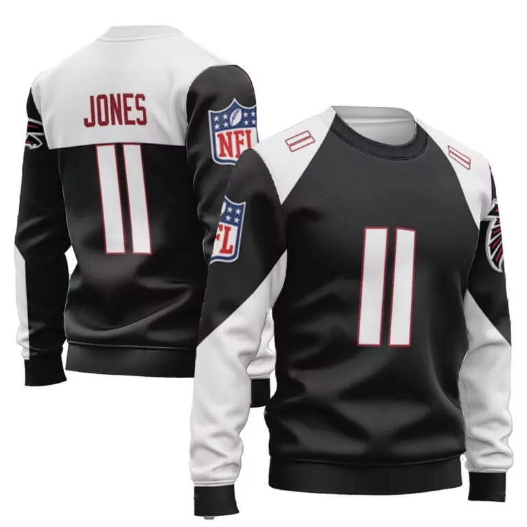 Julio Jones 11 Falcons Jersey Black Men Split Design White Red Vapor Limited Alternate