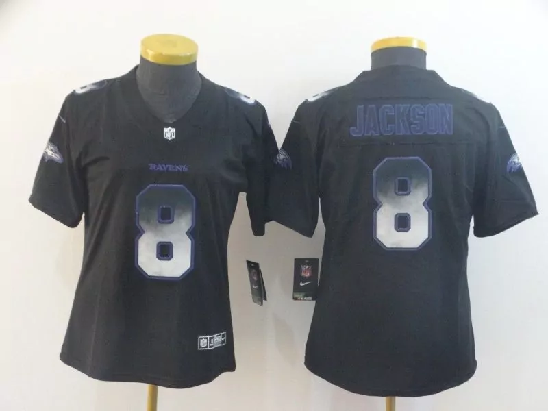Lamar Jackson 8 Ravens Jersey Black Replica Purple White Vapor
