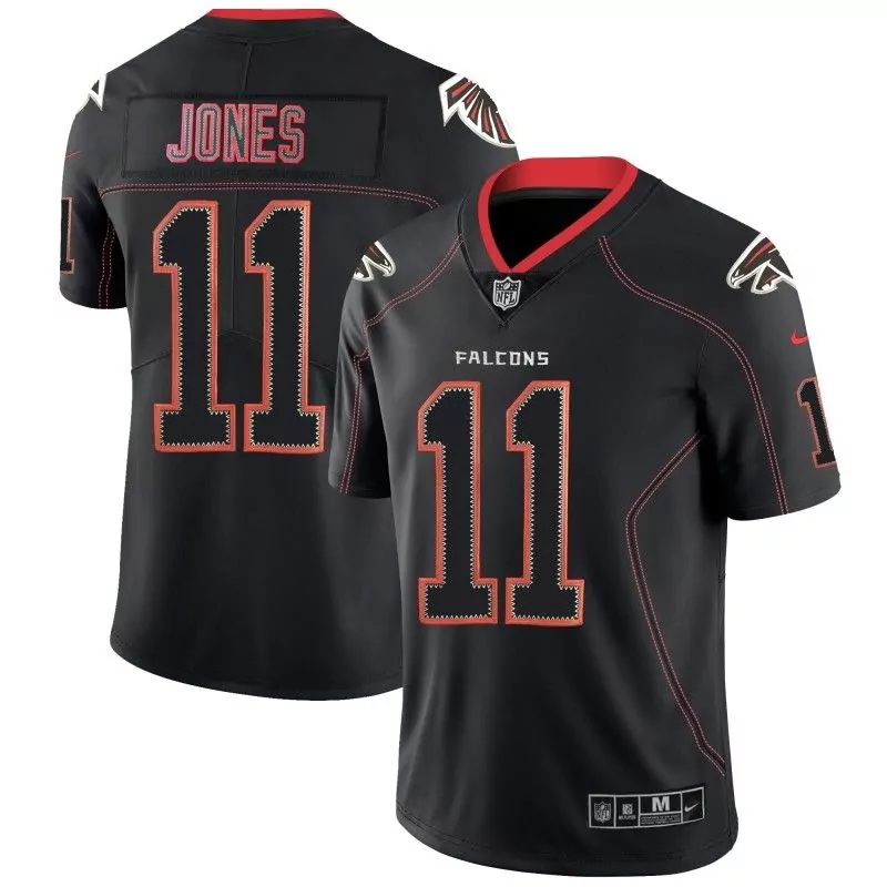 Julio Jones 11 Falcons Jersey Black Men Alternate Red Orange Classic