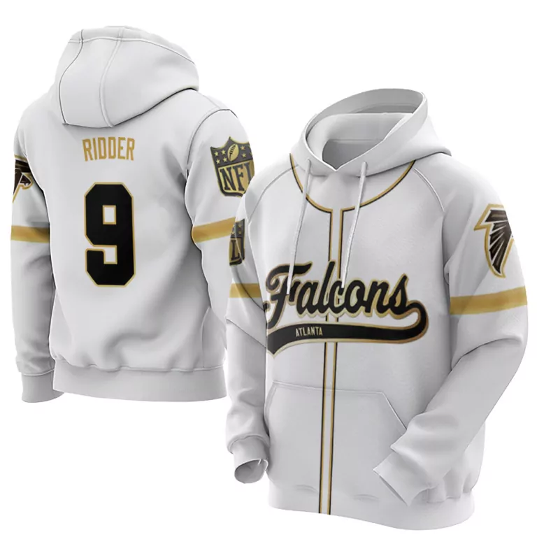 Desmond Ridder 9 Atlanta Falcons Jersey White Men Hoodie Gold Black Custom