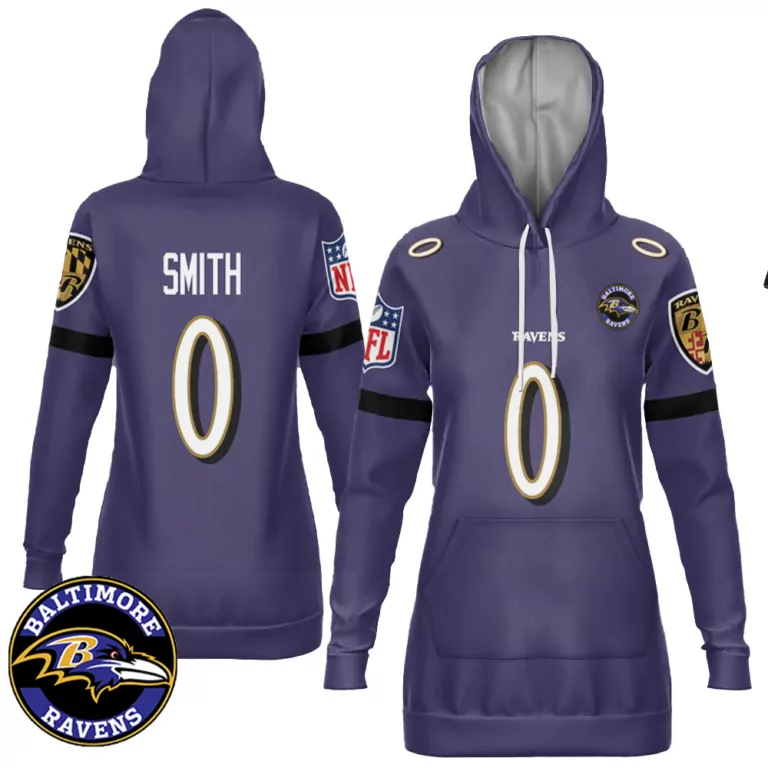 Roquan Smith Baltimore Ravens Jersey Purple Women Hoodie Black White Retired Game
