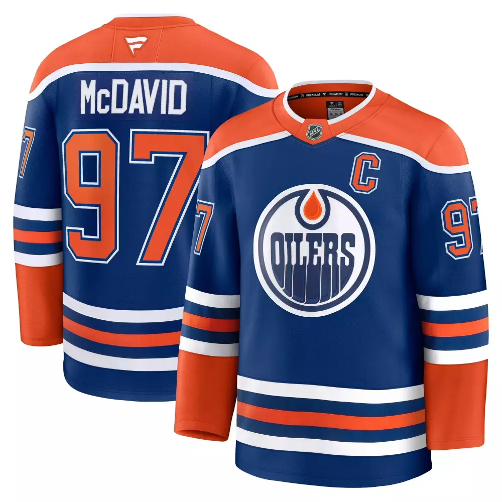 Connor Mcdavid 97 Oilers Jersey Blue Men Replica Orange White Away