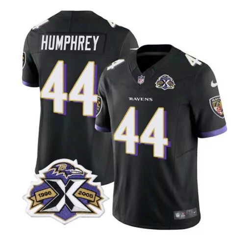 Marlon Humphrey 44 Ravens Jersey Black 1996-2006 Championship Men Purple Throwback