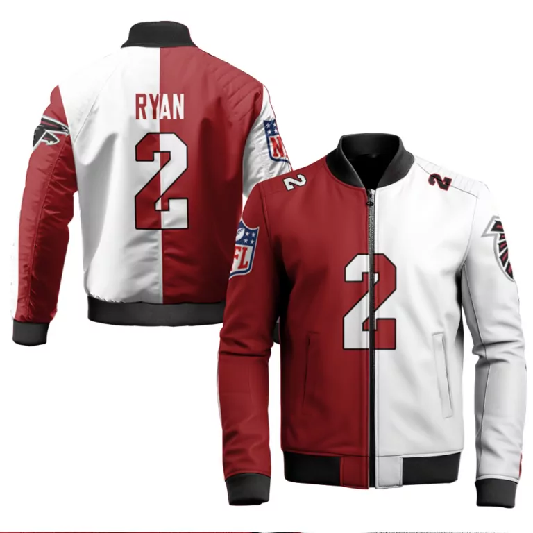 Matt Ryan 2 Atlanta Falcons Jersey Red Men Bomber Jacket Split Design White Custom