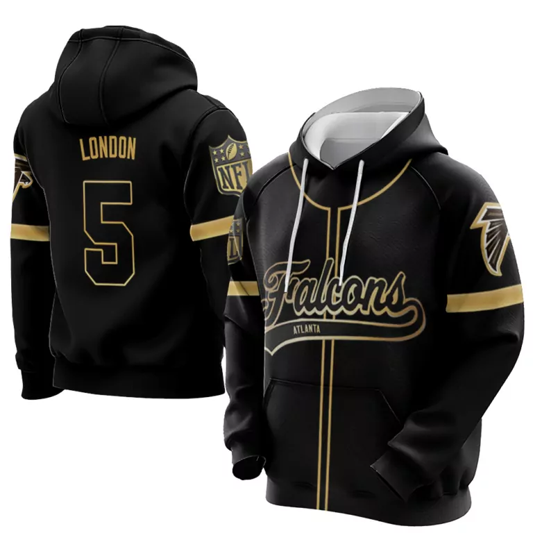 Drake London 5 Atlanta Falcons Jersey Black Men Hoodie Gold Custom Flex