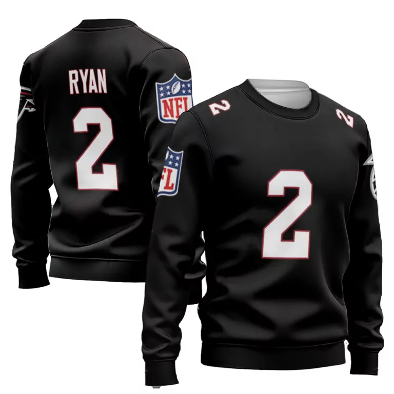 Matt Ryan 2 Atlanta Falcons Jersey Black Men Sweatshirt Red White Vapor Limited