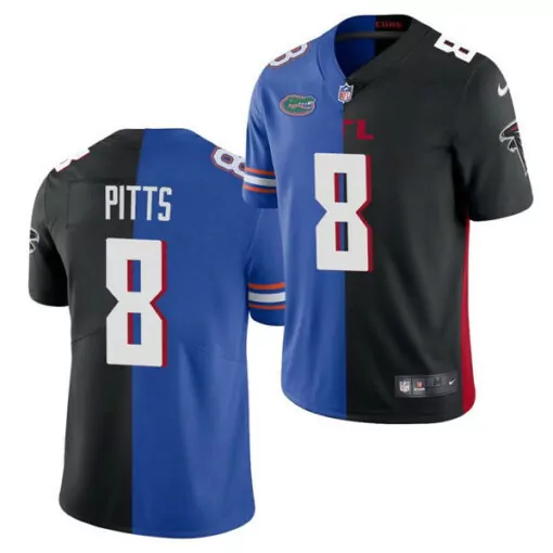 Kyle Pitts 8 Atlanta Falcons Jersey Black Split 2023 Men Design Blue Red White Stitched