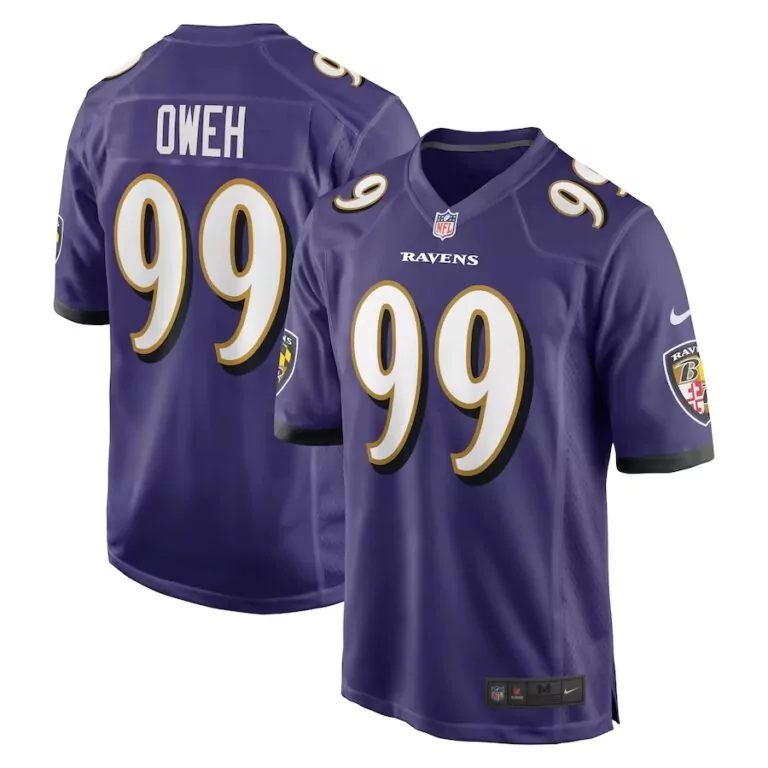 Odafe Oweh 99 Ravens Jersey Purple Men Player White Gold Game