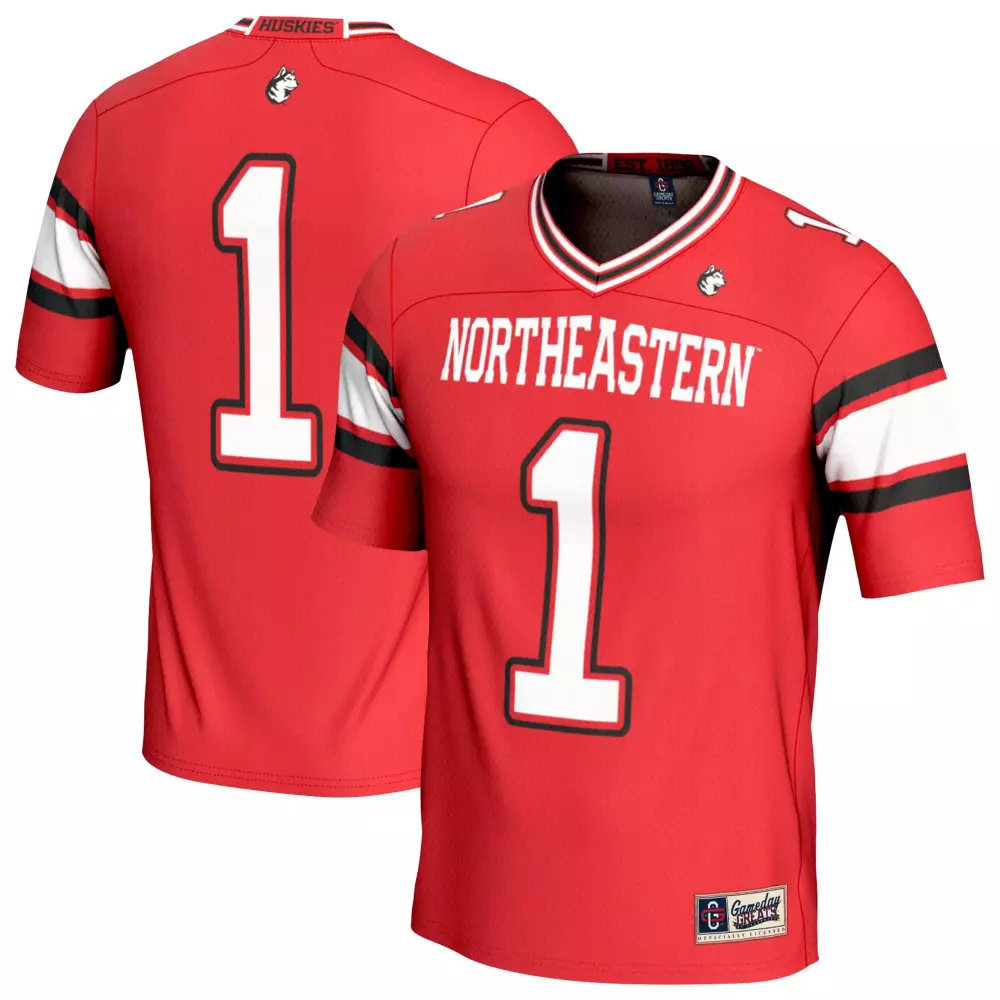 Northeastern Huskies 1 Jersey Red Licensed Product Men White Black Gameday Unisex