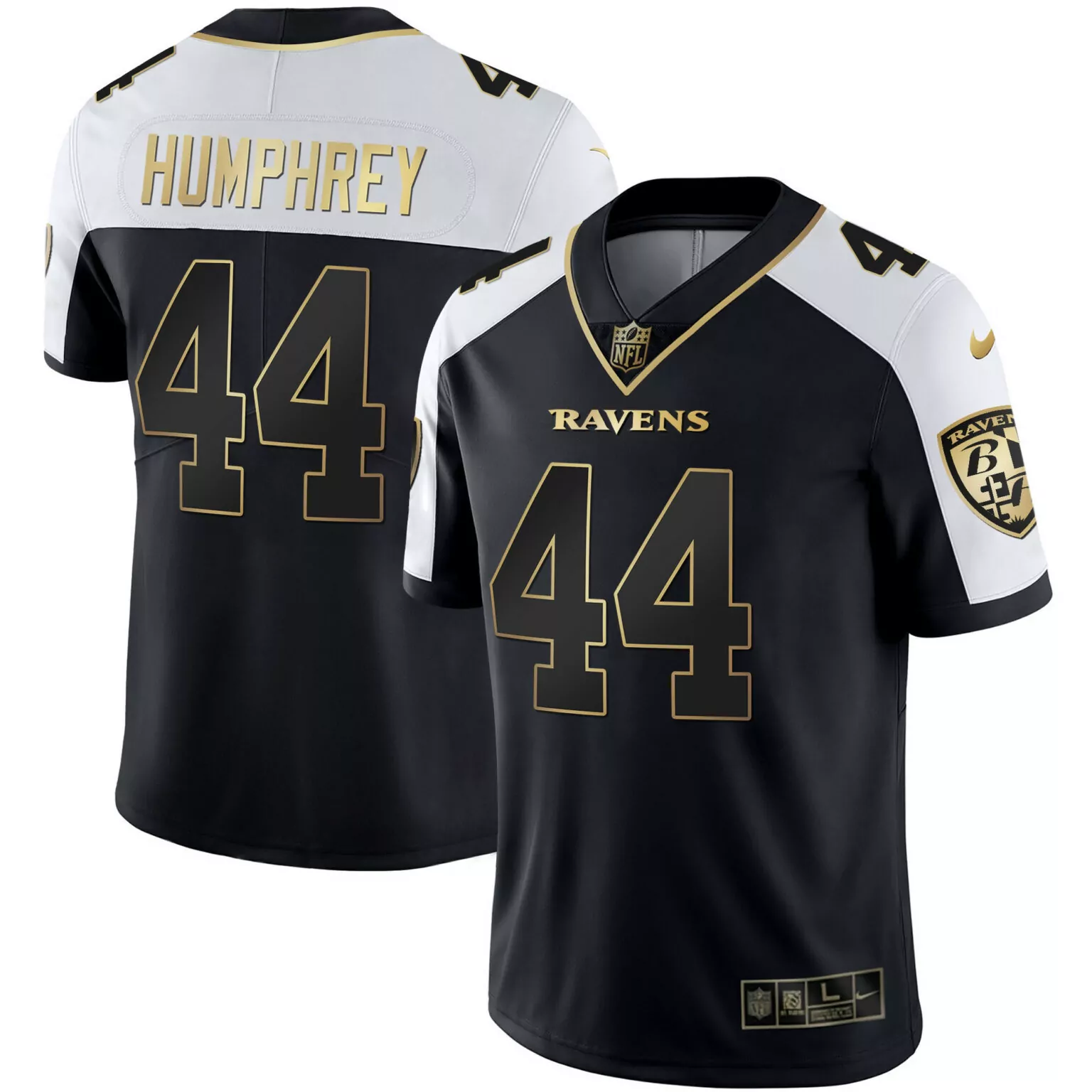 Marlon Humphrey 44 Ravens Jersey Black Men Jerseys Alternate Split Design White Gold