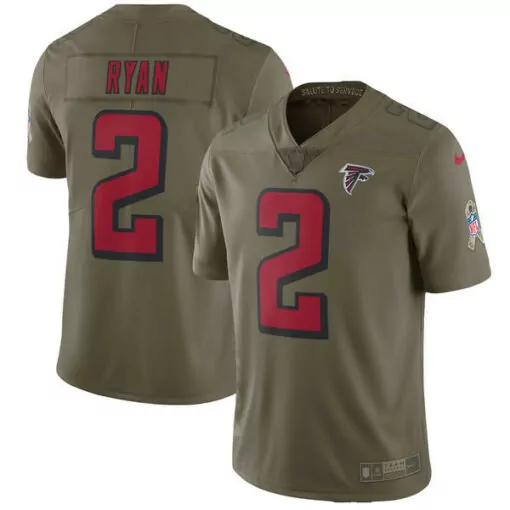 Matt Ryan 2 Falcons Jersey Olive Green Salute To Service Men Red Black Stitched