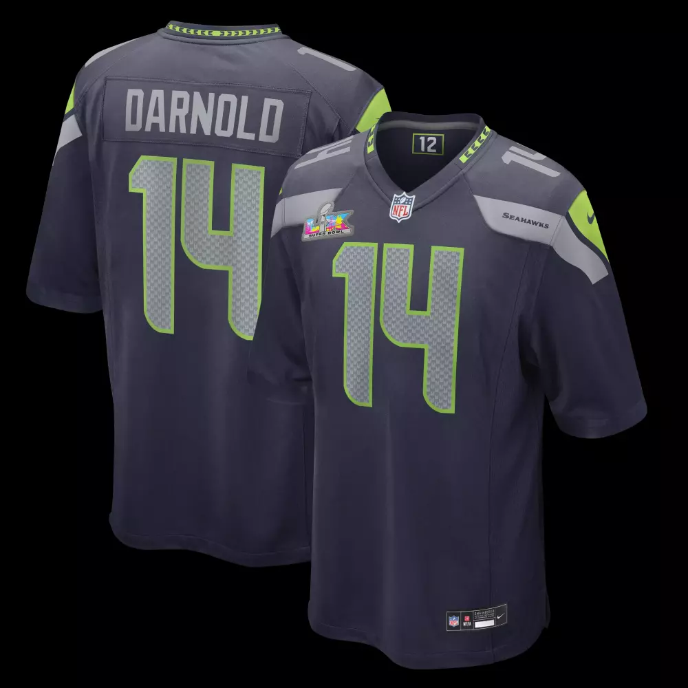 Sam Darnold 14 Seahawks Jersey Navy Super Bowl Lviii Men Lime Green Gray Game