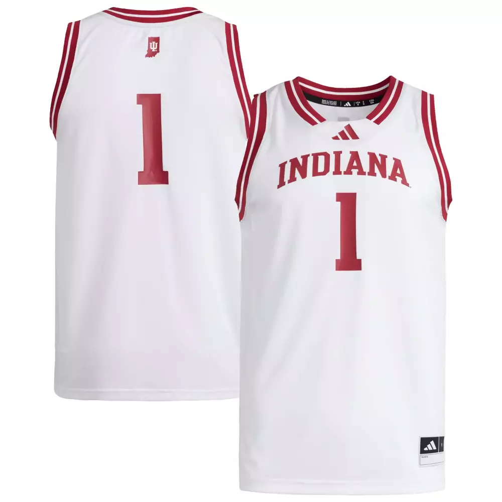Indiana 1 Jersey White University Men Red Replica Swingman
