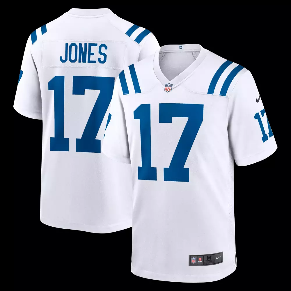 Jones 17 Colts Jersey White Men Player Blue Game