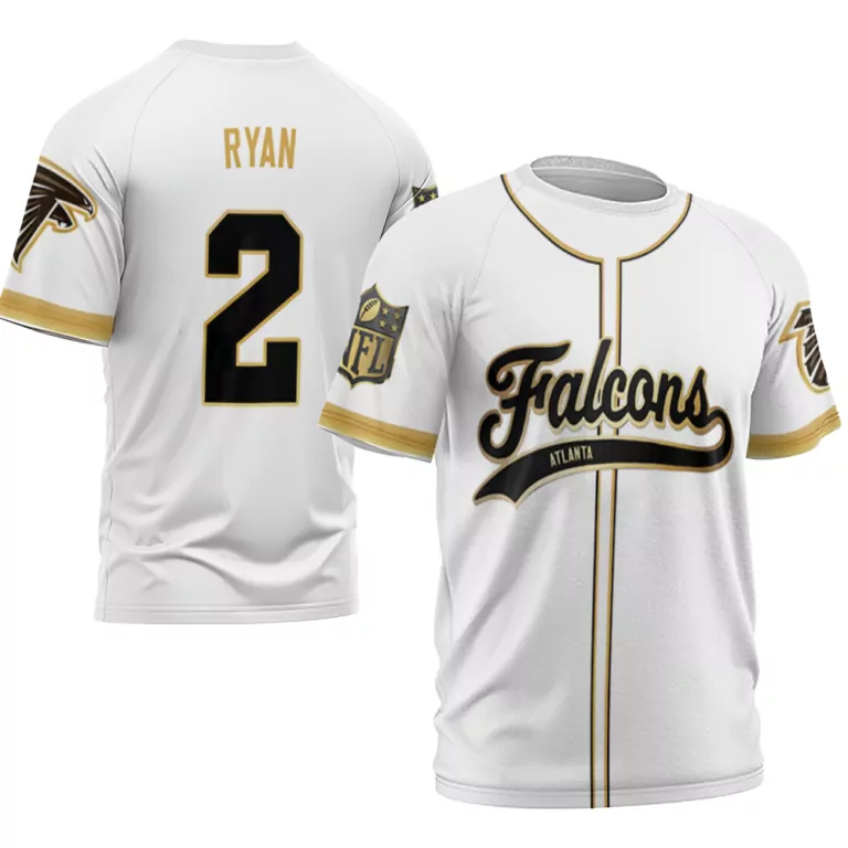 Matt Ryan 2 Falcons Jersey White Men Black Gold Custom
